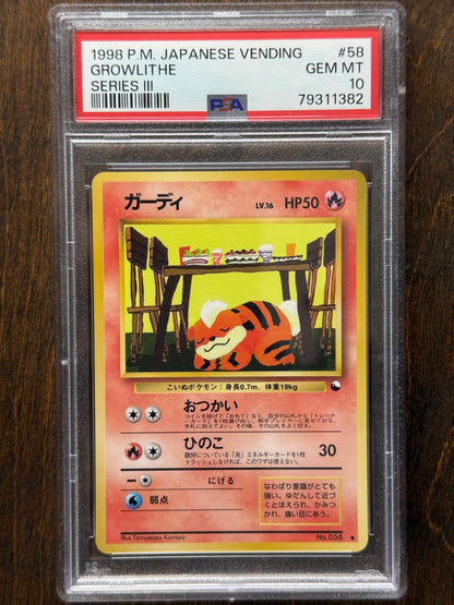 JPN - Growlithe #58 - PSA 10 - Vending Series 3 [1998]
