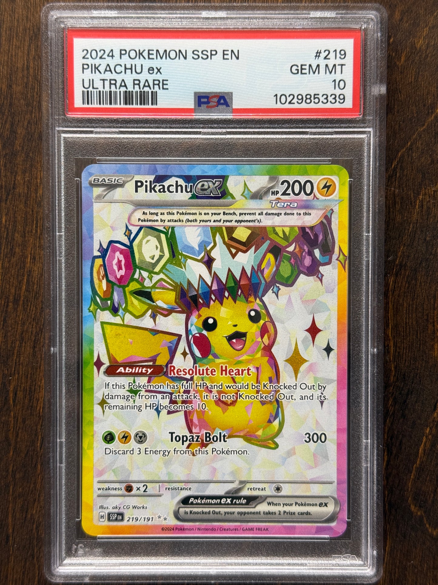 ENG - Pikachu EX 219/191 - PSA 10 - Surging Sparks [2024]