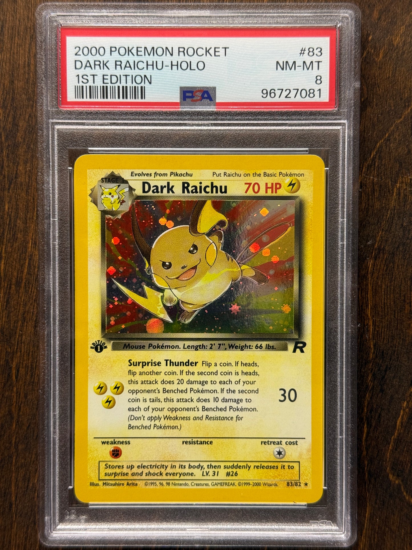 ENG - Dark Raichu Holo 83/82 1st Edition - PSA 8 - Team Rocket [2000]